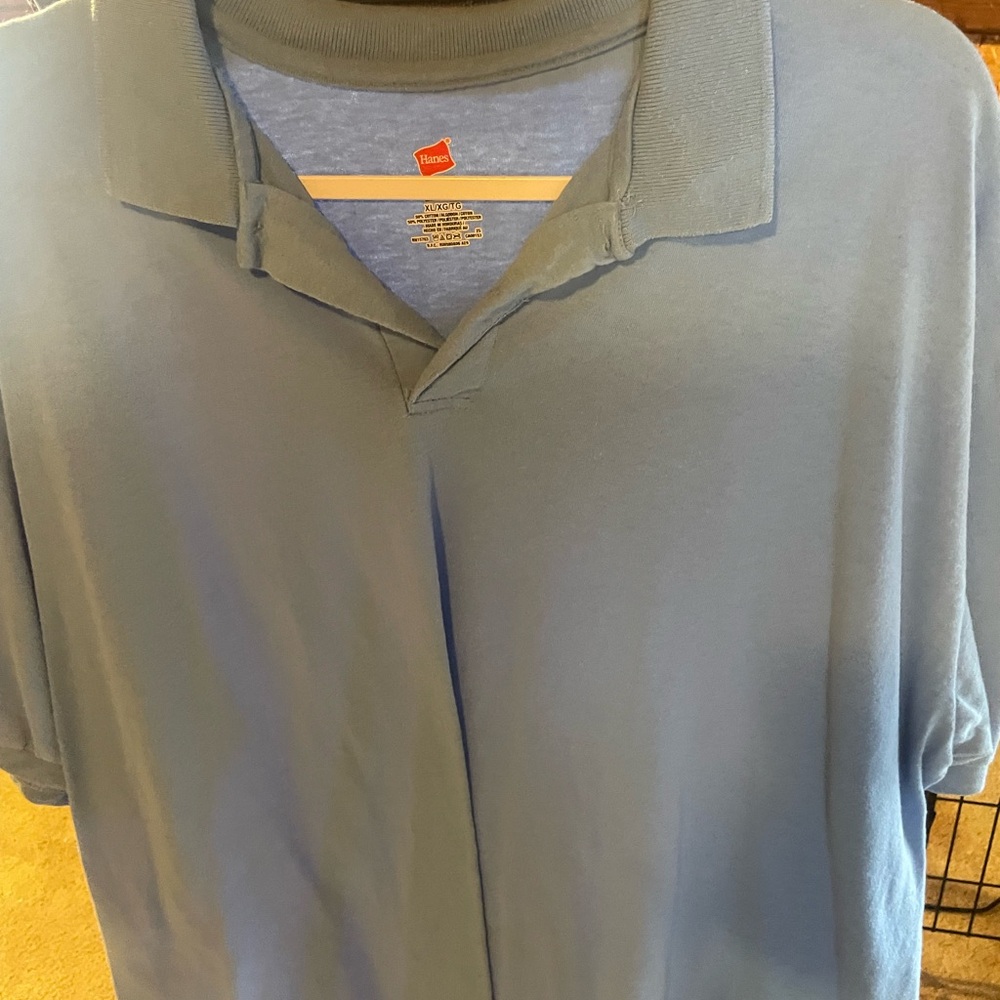 Hanes Men's Light Blue Polo Shirt